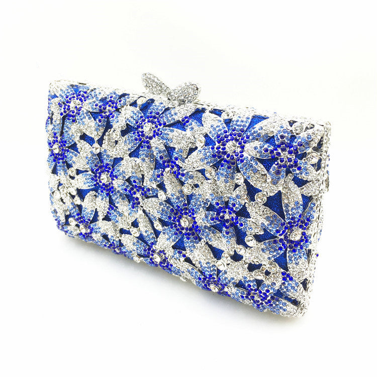 Europäische und amerikanische Boutique-Clutch mit Blumen- und Strasssteinen