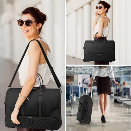 Bolsa de viaje plegable portátil convertible con ruedas