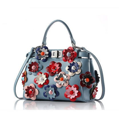 Cowhide Bag Handbag Mini Flower Shoulder Diagonal Female Bag