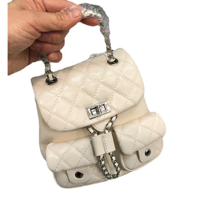 Mochila con diseño de candado y múltiples bolsillos de alta calidad con cadena de diamantes