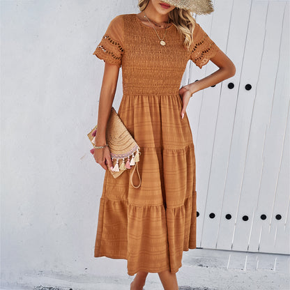 Women's Temperament Smocking Hollow Dress