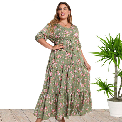 Loses Kleid mit böhmischem Print für Damen