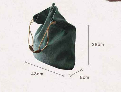 Casual One-shoulder Literary Hand Cloth Bag Handmade Disc Buckle Large Capacity