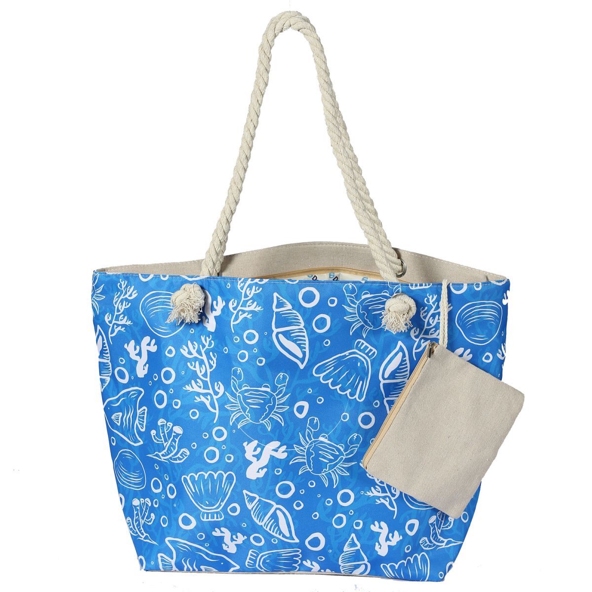 Canvas-Strandtasche für Damen, wasserdicht, große Reise-Strandtaschen mit Reißverschluss, wiederverwendbare Einkaufstaschen