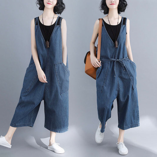 Damen Frühling Neue Lose Große Größe Casual Denim Overalls