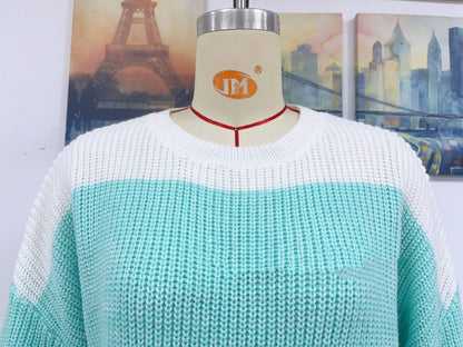 Women's Color-block Crew Neck Knitwear