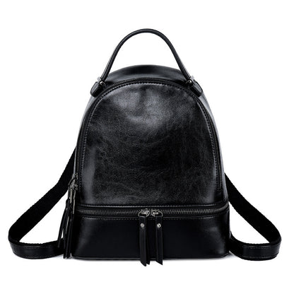 Fashion Temperament Gentle Leather Backpack Fashion Oil Wax Cowhide