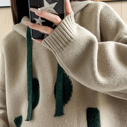 Lässiger All-Match-Kapuzenpullover mit Smile-Muster