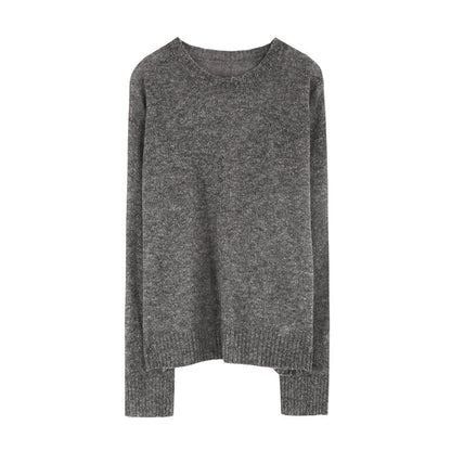 Damen Einfacher Wollpullover Locker Gestrickter Mohair