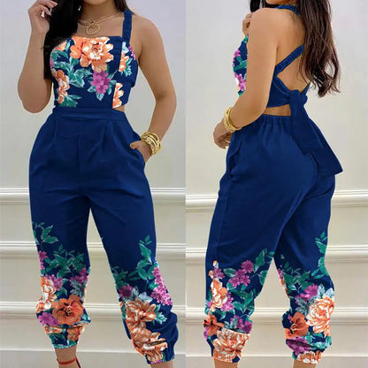 Women's Fashion Casual Print Waist-skimming Jumpsuit