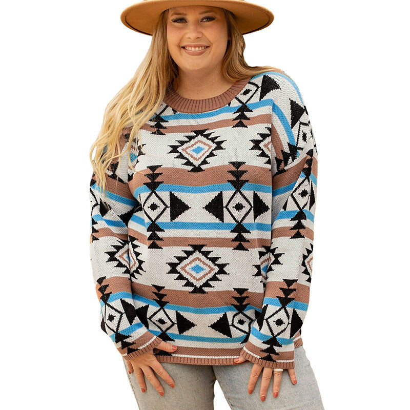 Contrast Color Sweater Cross-border Foreign Trade Casual Style Pullover