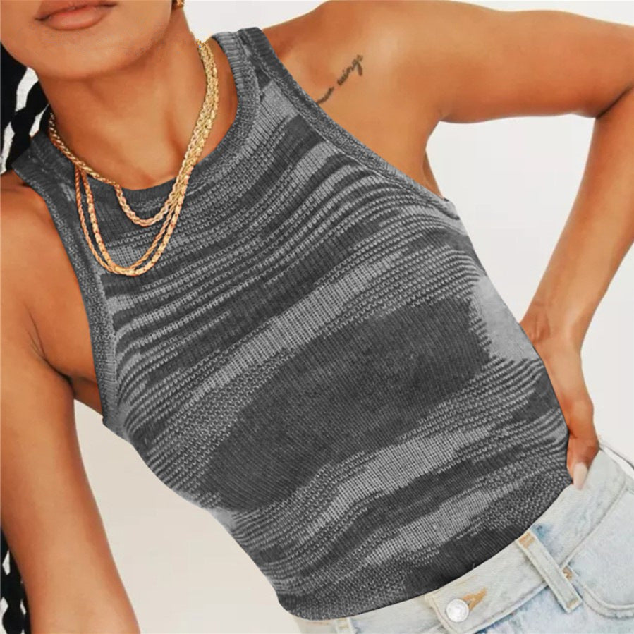 Women's Sleeveless Short Color Knit Sweater Vest Sweater Top