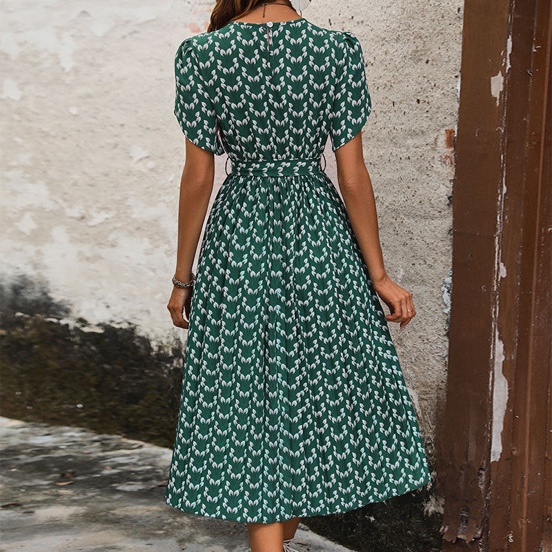 Vestido de poliéster de verano con estampado floral