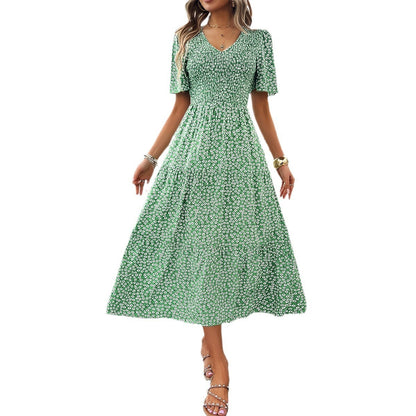 Women's Fashion Temperament Leisure Waist-controlled Large Hem Dress