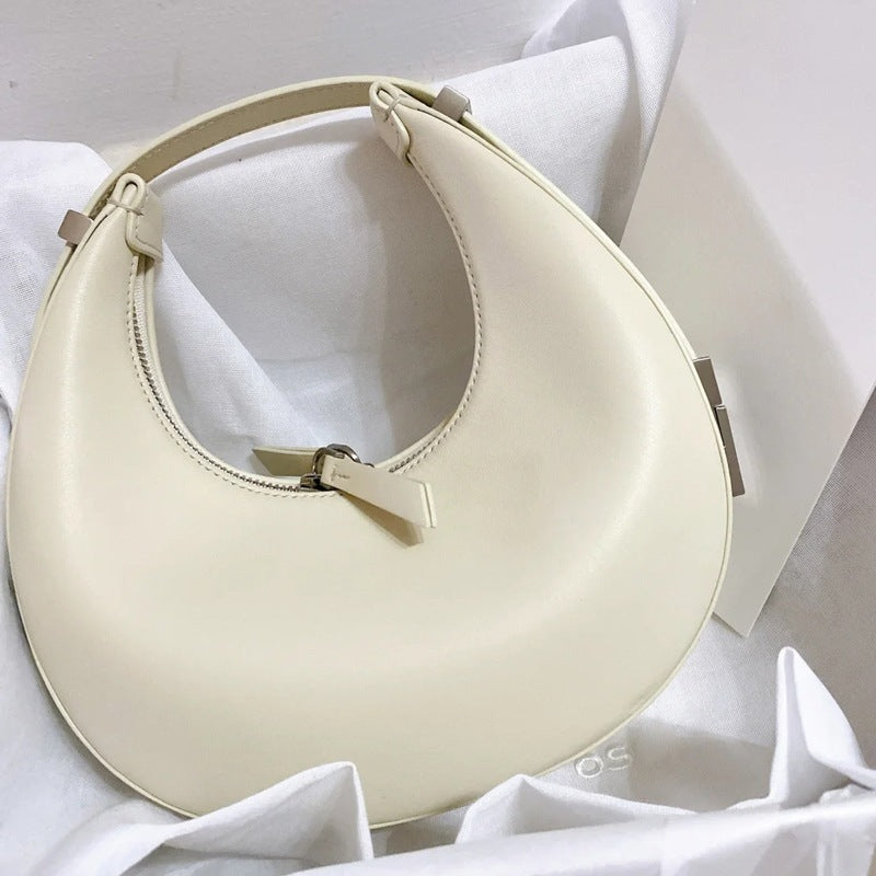 Crescent Bag Underarm Bag Metal Buckle Small Round Bag