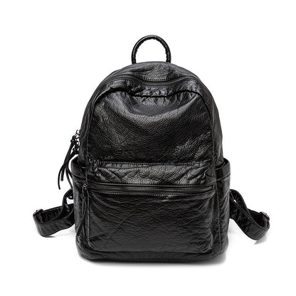 Women's New Washed Fashion Soft Leather Backpack