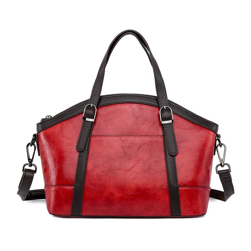 Bolso de mano retro de piel suave para mujer