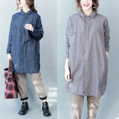 Versatile Loose Long-sleeved Flesh-covering Mid-length Shirt