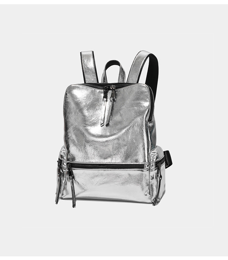 Women's Spring And Summer Silver Reflective Trendy Backpack