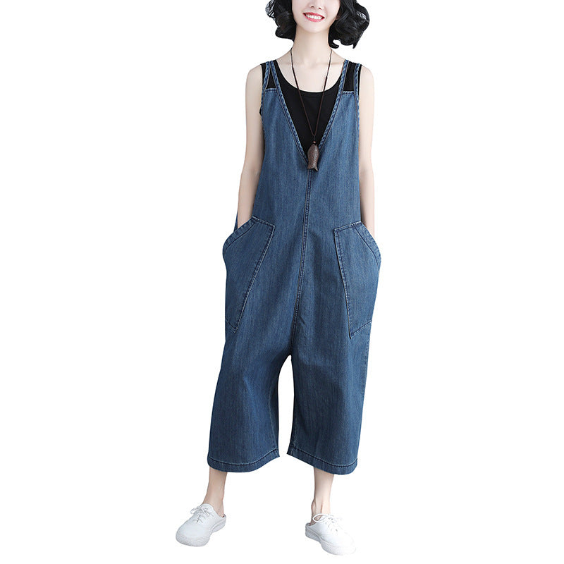 Damen Frühling Neue Lose Große Größe Casual Denim Overalls