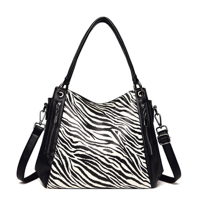 Bolso de mujer de moda con estampado de leopardo de gran capacidad y estilo urbano sencillo