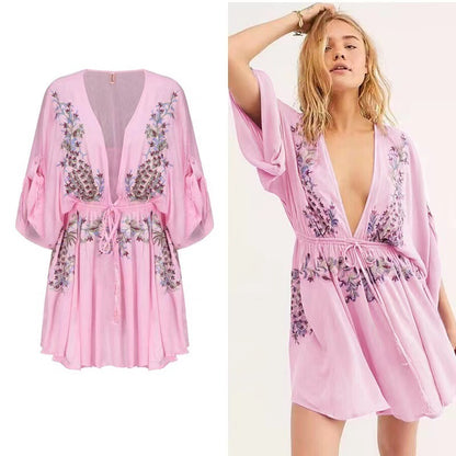 Vestido de escote en V especial de moda para mujer