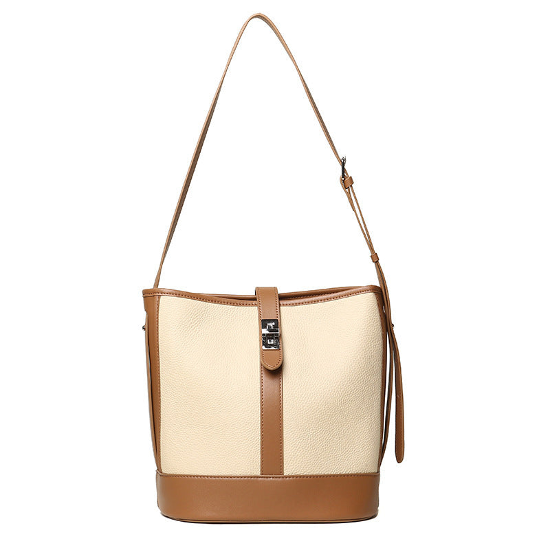 Women's Large-capacity Simple Cowhide Hit Color Crossbody Shoulder Bag