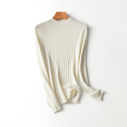 Women's All-wool Long-sleeved Sweater Seamless Worsted Half-turtleneck Mernu Sunken