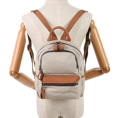 Einfarbiger, wasserdichter, lässiger Canvas-Rucksack für Damen