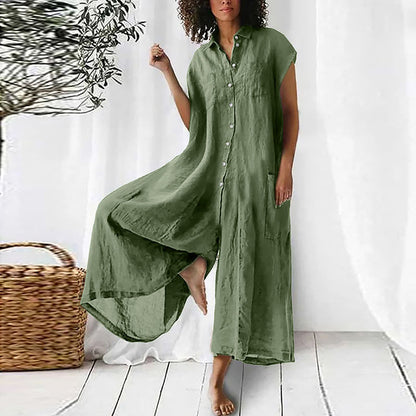 Lässiger, langärmliger Jumpsuit in Volltonfarbe für Damen