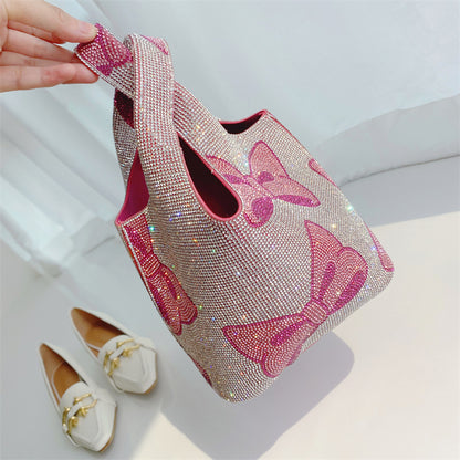 Color Diamond Bowknot Vegetable Basket Bucket Bag