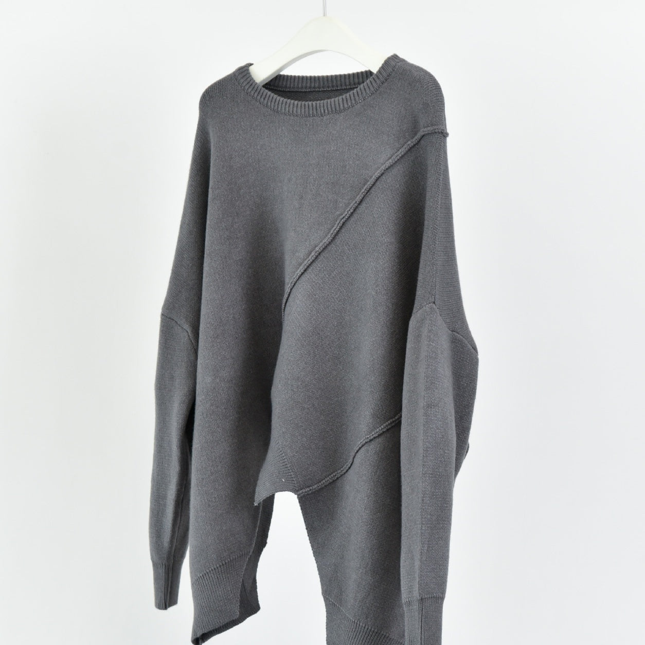 Women's Irregular Stitching Japanese Batwing Sleeve Pullover Sweater