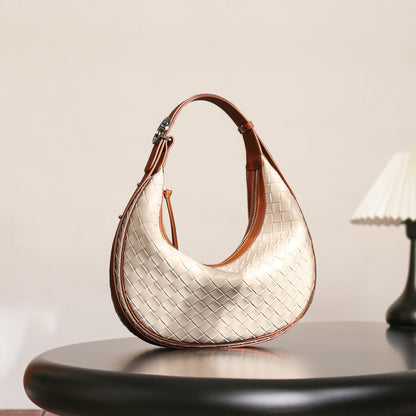 Bolso de piel auténtica de diseño Niche para mujer tejido