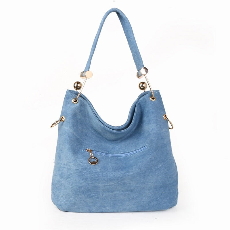 Fashion One-shoulder Messenger Portable Bucket Bag Denim Canvas