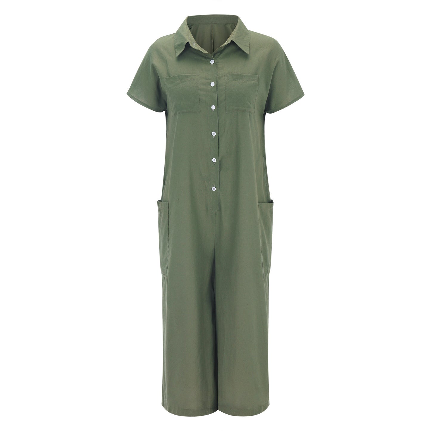 Lässiger, langärmliger Jumpsuit in Volltonfarbe für Damen