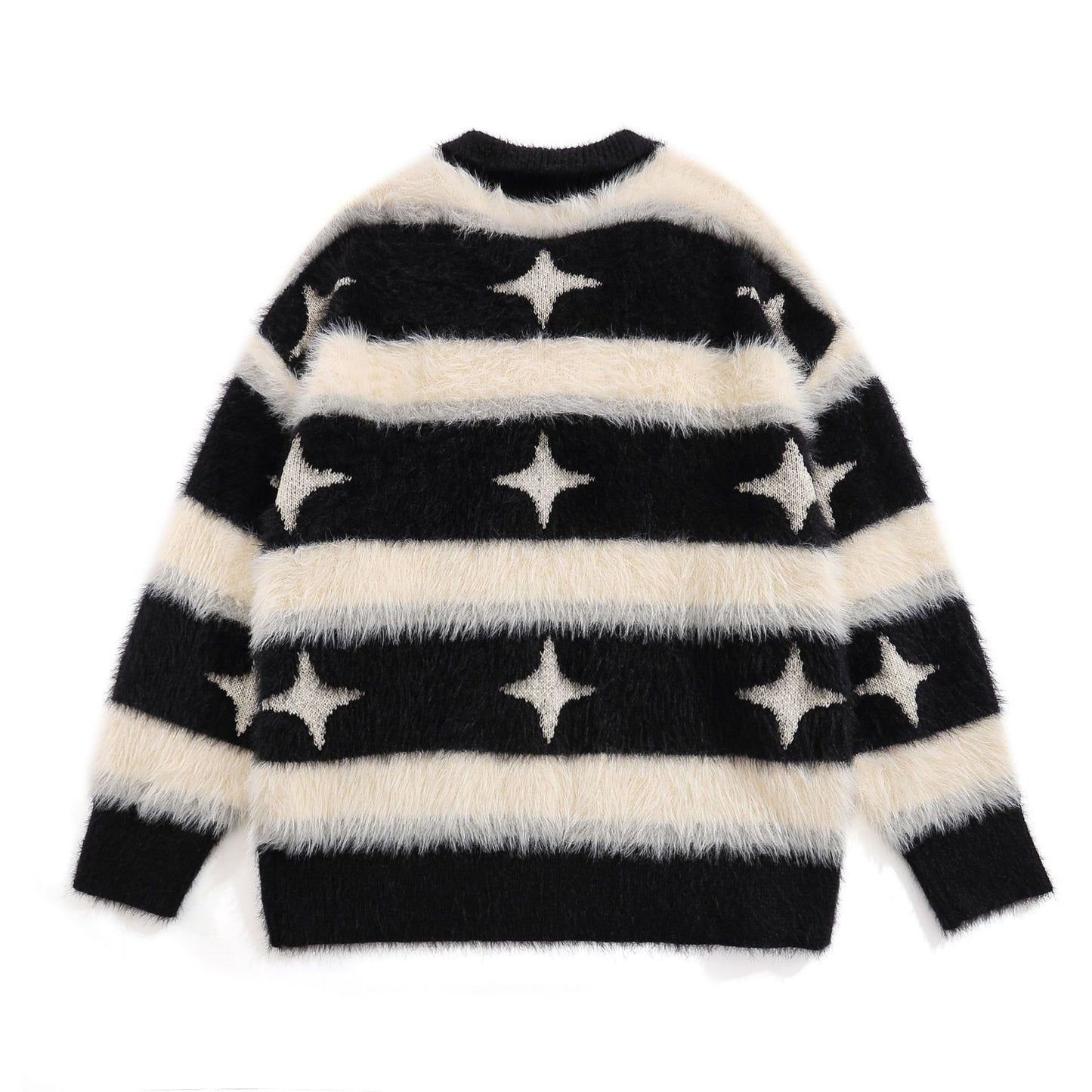 American-style Vintage Fleece-lined Striped XINGX Lapel Sweater