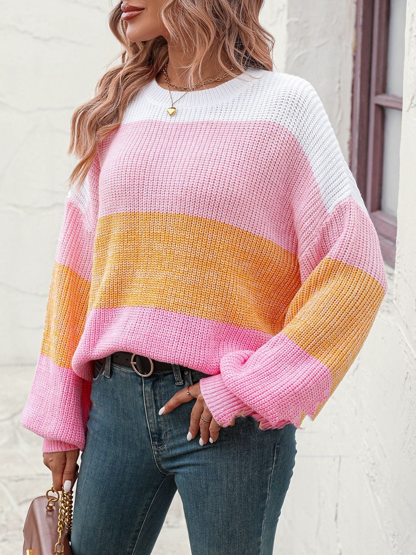 Women's Color-block Crew Neck Knitwear